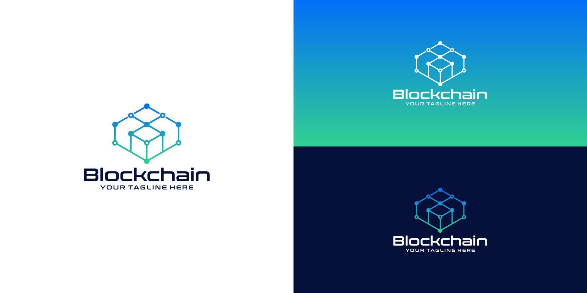 geometric blockchain logo design inspiration vector