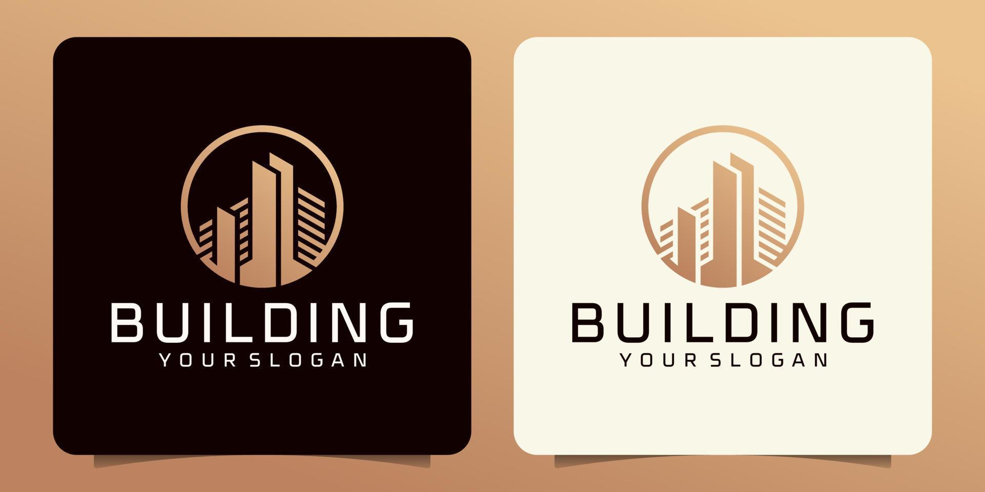 Real estate logo with gold color vector