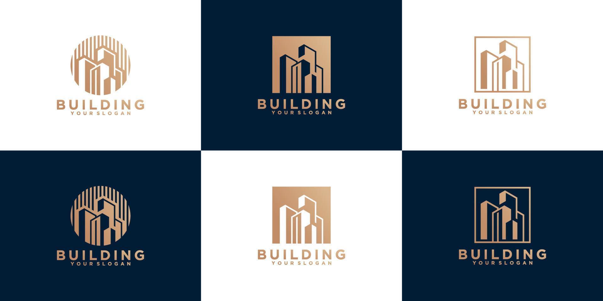 conjunto de plantilla de logotipo de edificio abstracto vector