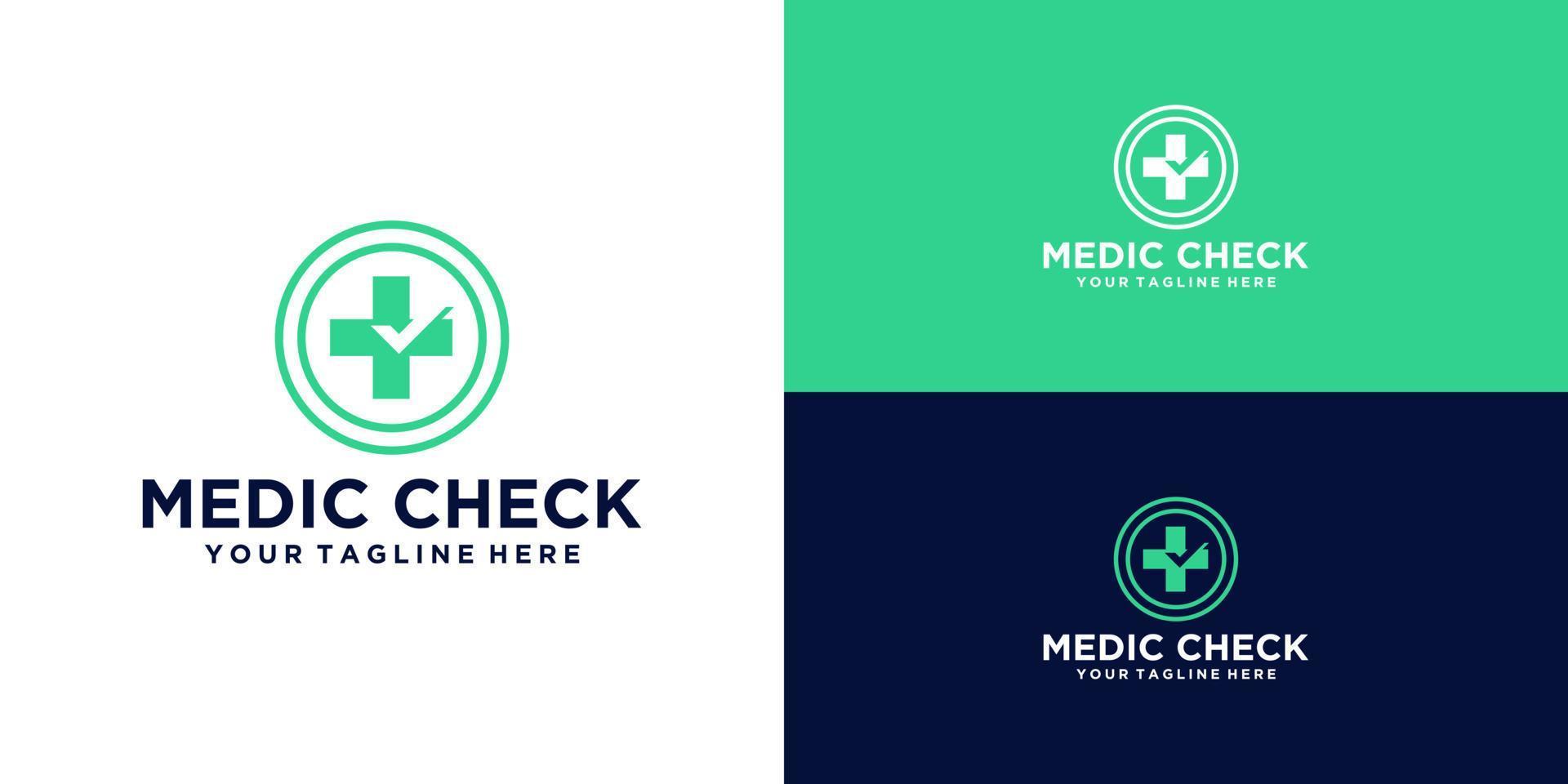 health cross logo design and check mark vector