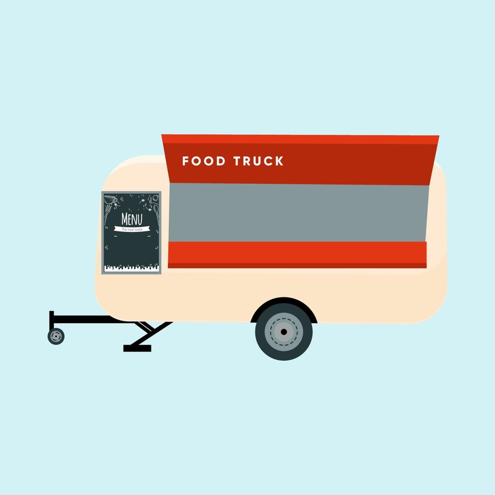 Simple flat food truck for coffee shop orange and cream color free vector stock