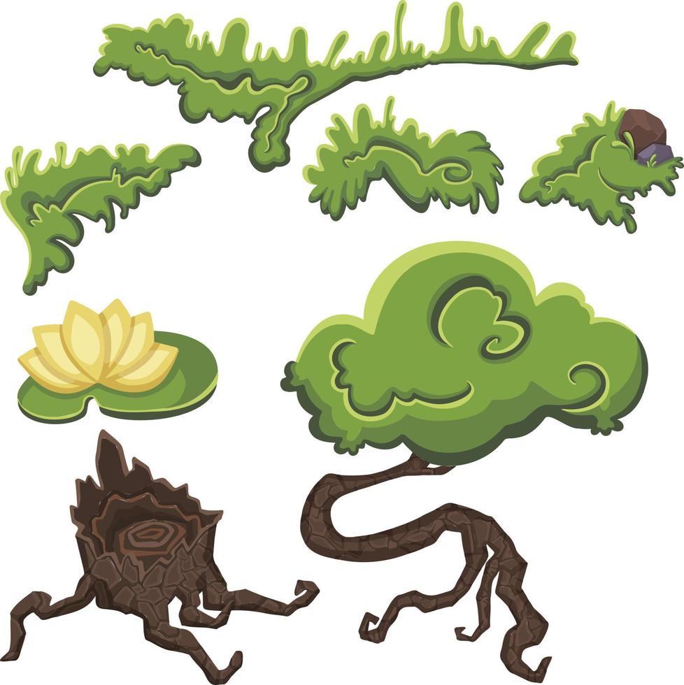 grass green plant freehand drawing vector cartoon style