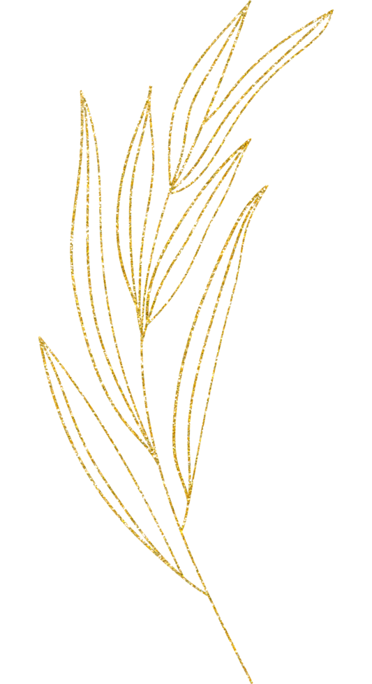 gold gliter flower and leaf png