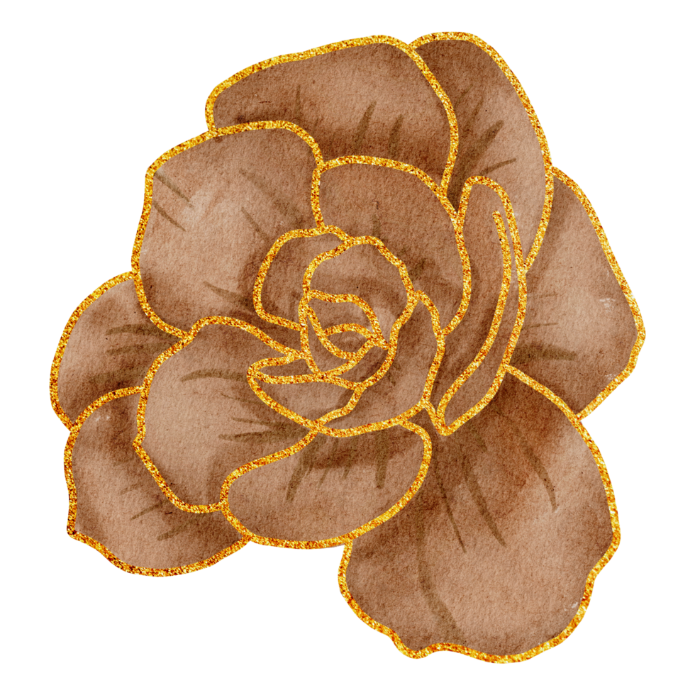 Flower with gold watercolor png