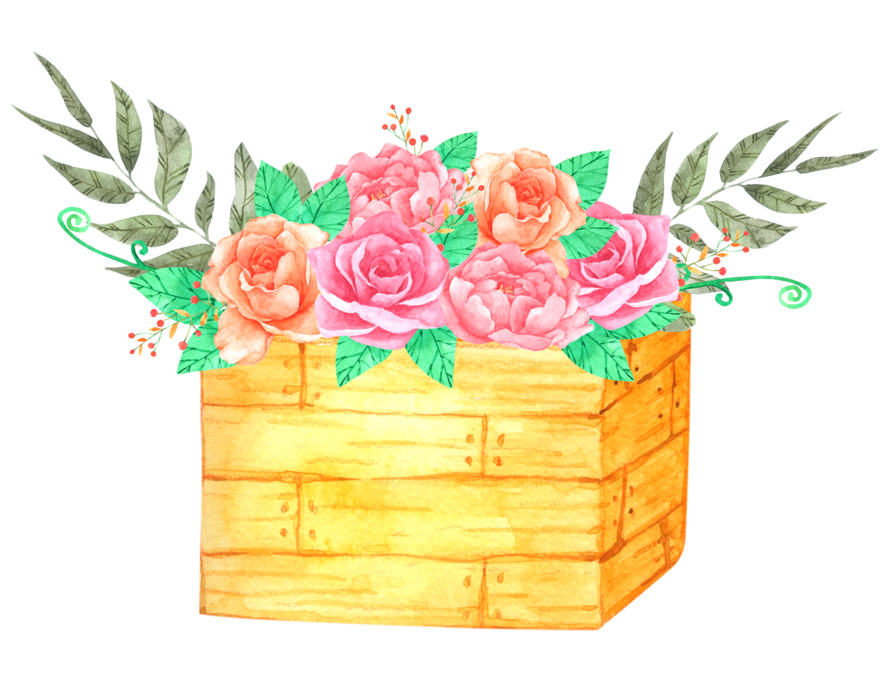 Flower in Basket watercolor png