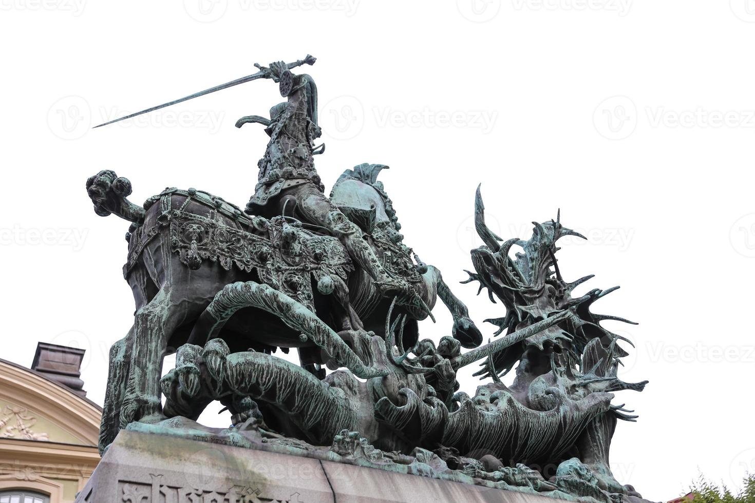 Saint George and the Dragon Statue in Stockholm, Sweden photo