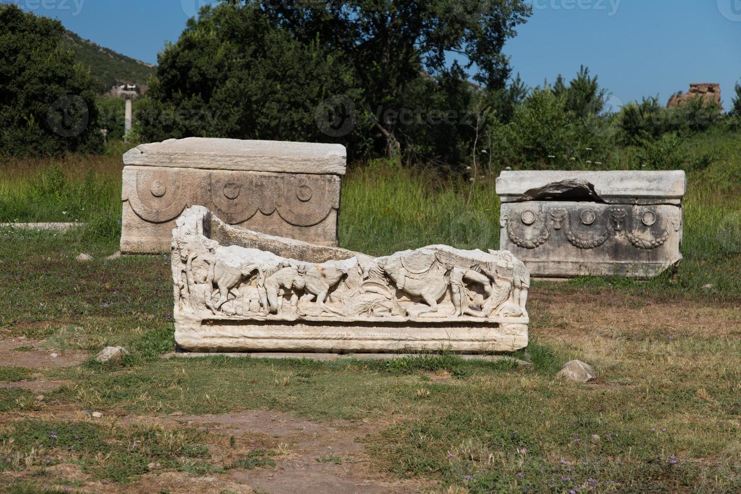 sarcófago en la ciudad antigua de efeso foto