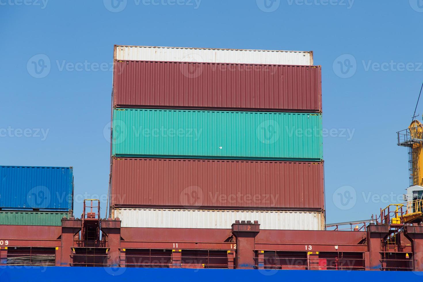 Container ship in port photo