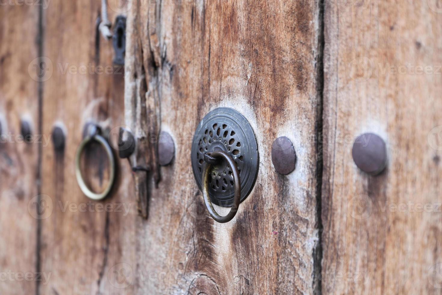 Metal Doorknob on Wooden Door photo