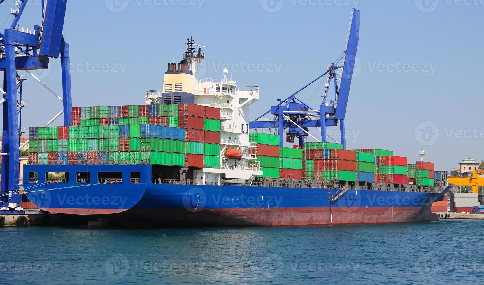 Container Ship is loading in a port photo