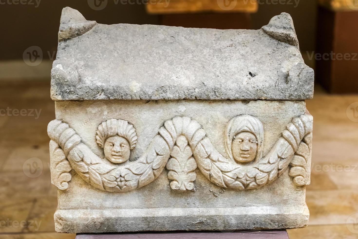 Ancient Sarcophagus in Alanya Museum, Antalya, Turkey photo