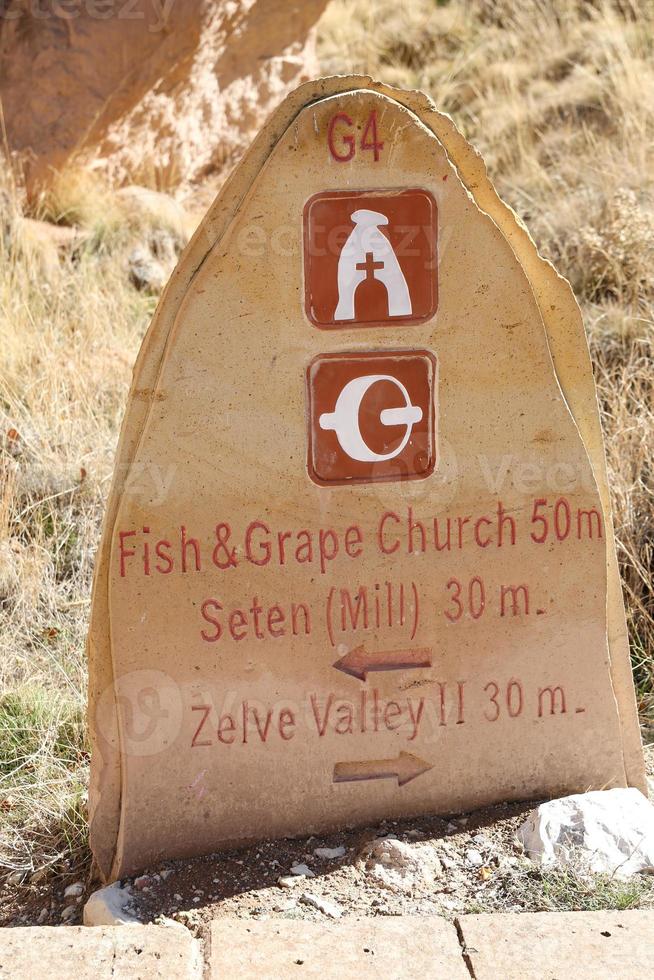 Direction Sign in Zelve Valley, Cappadocia, Nevsehir, Turkey photo