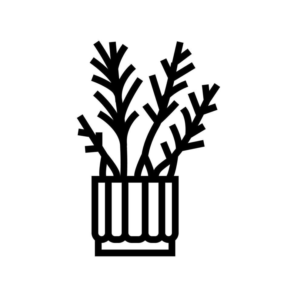 planta de la casa en la ilustración de vector de icono de línea de maceta