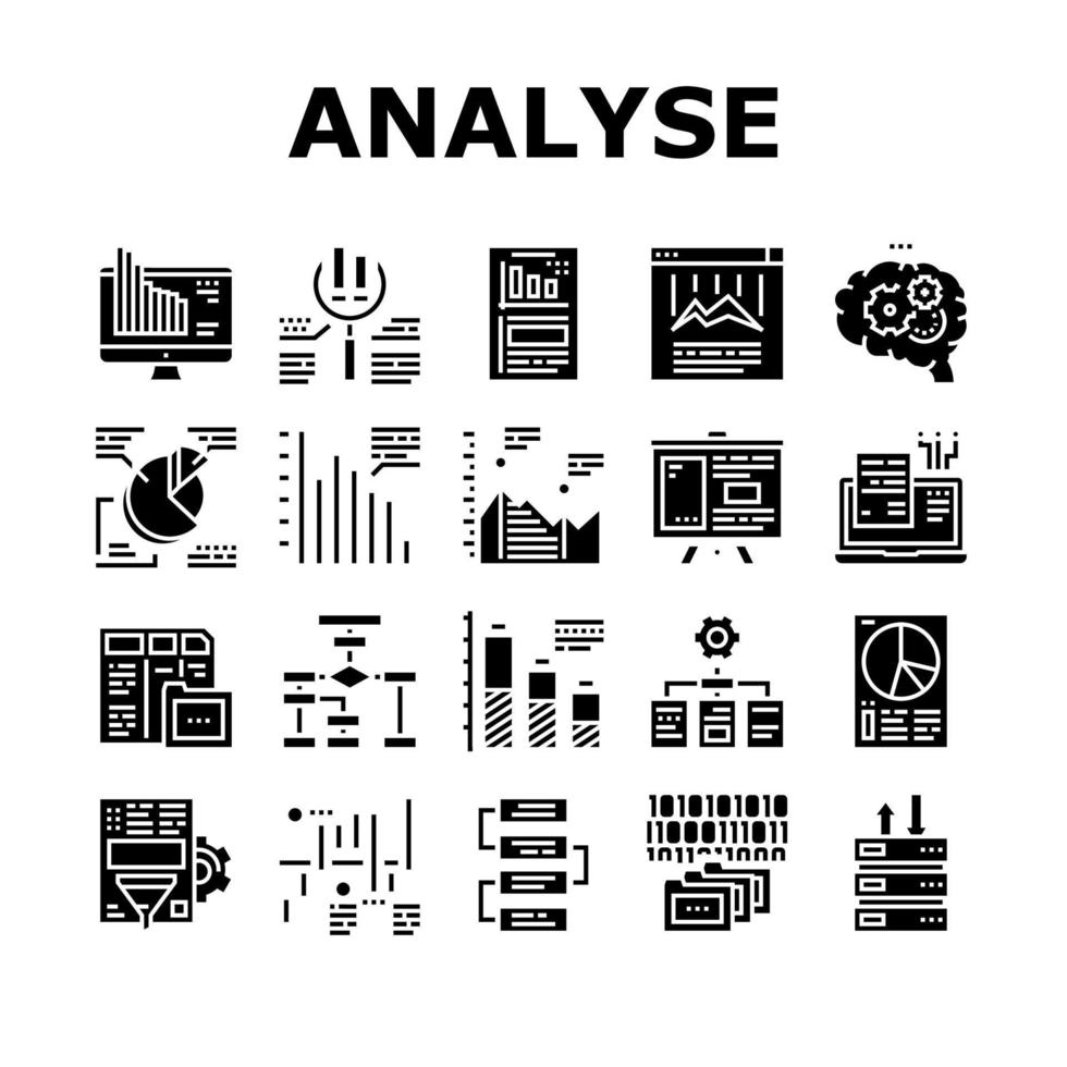 Analyze Infographic Collection Icons Set Vector