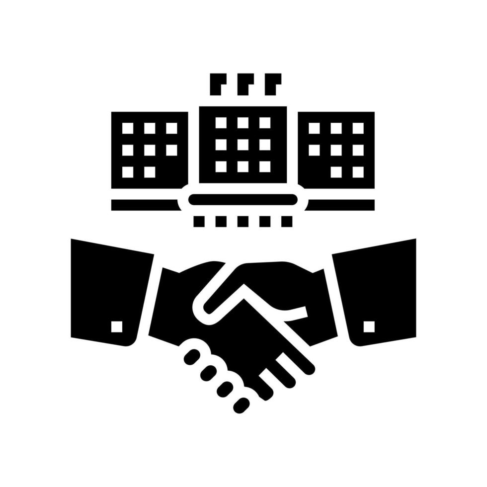 embassy diplomats handshaking glyph icon vector illustration