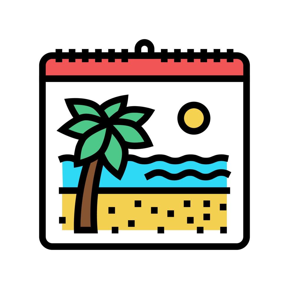 ilustración de vector de icono de color de calendario de vacaciones