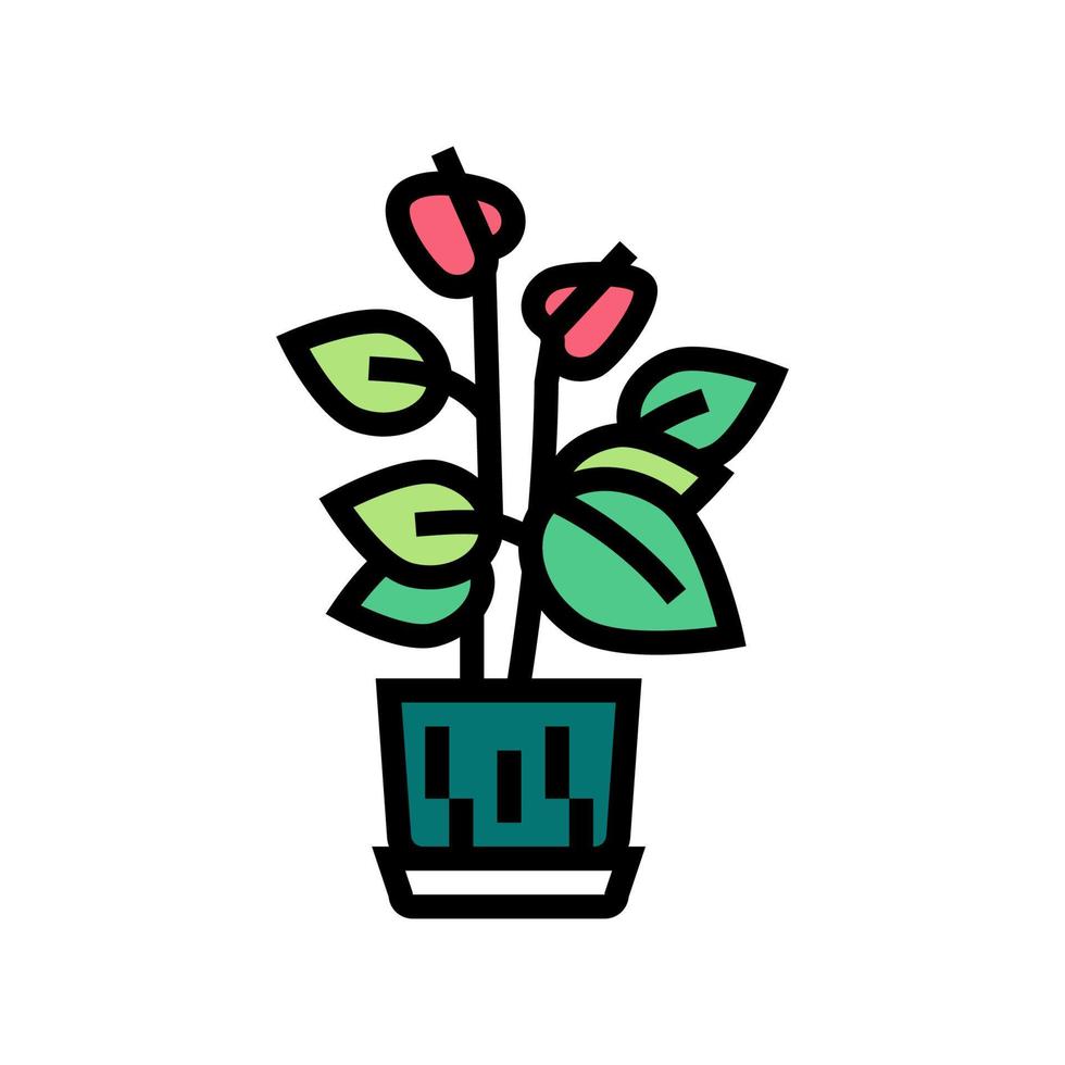 pottery flower house plant color icon vector illustration