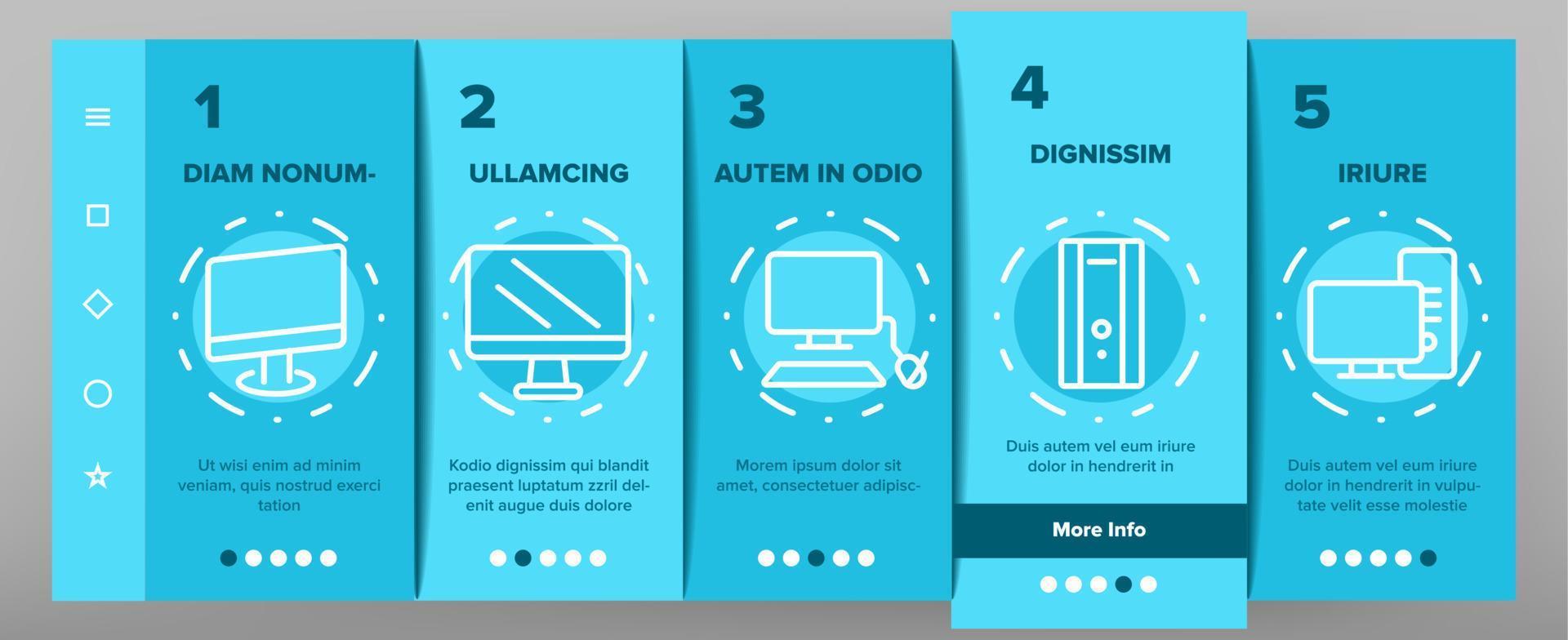 Computer Onboarding Icons Set Vector