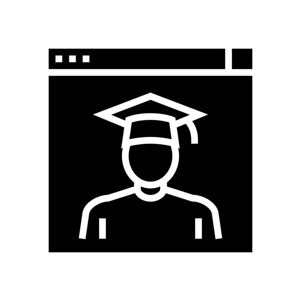graduate online courses glyph icon vector illustration