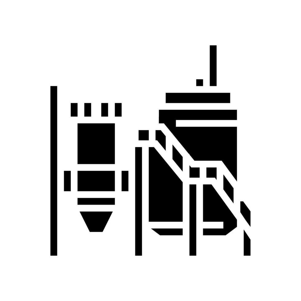 ilustración de vector de icono de glifo de planta de procesamiento de minerales