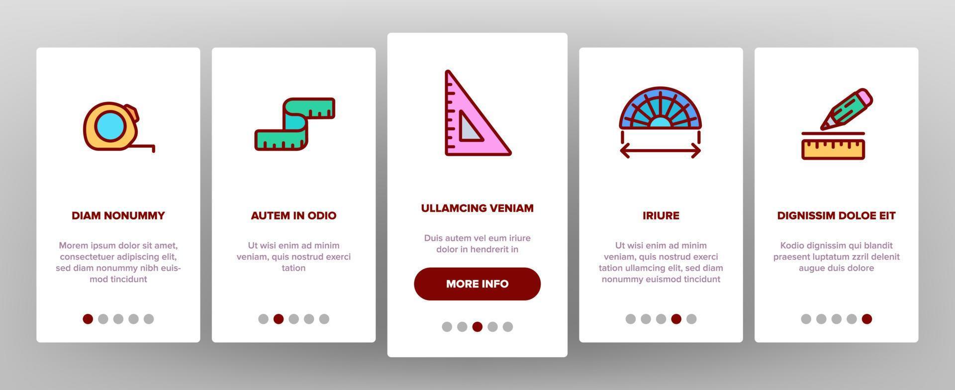 Ruler Measuring Tool Onboarding Icons Set Vector