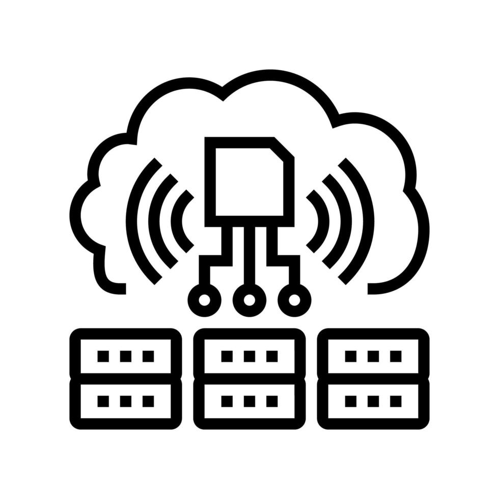 servers storaging info from rfid line icon vector illustration