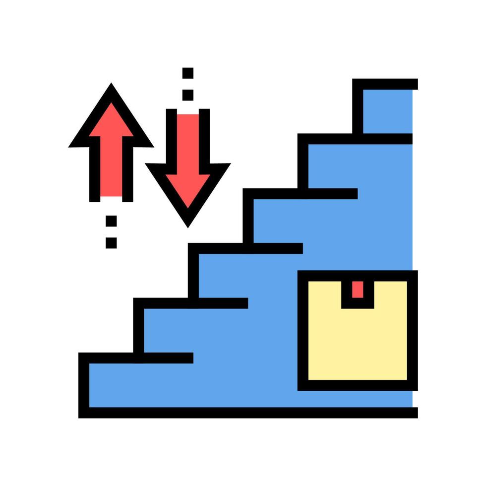 carrying box up and down steps color icon vector illustration