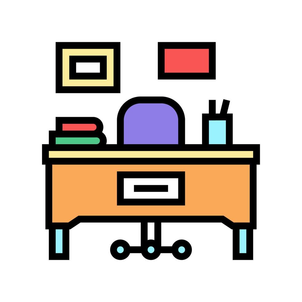 teacher working place color icon vector illustration