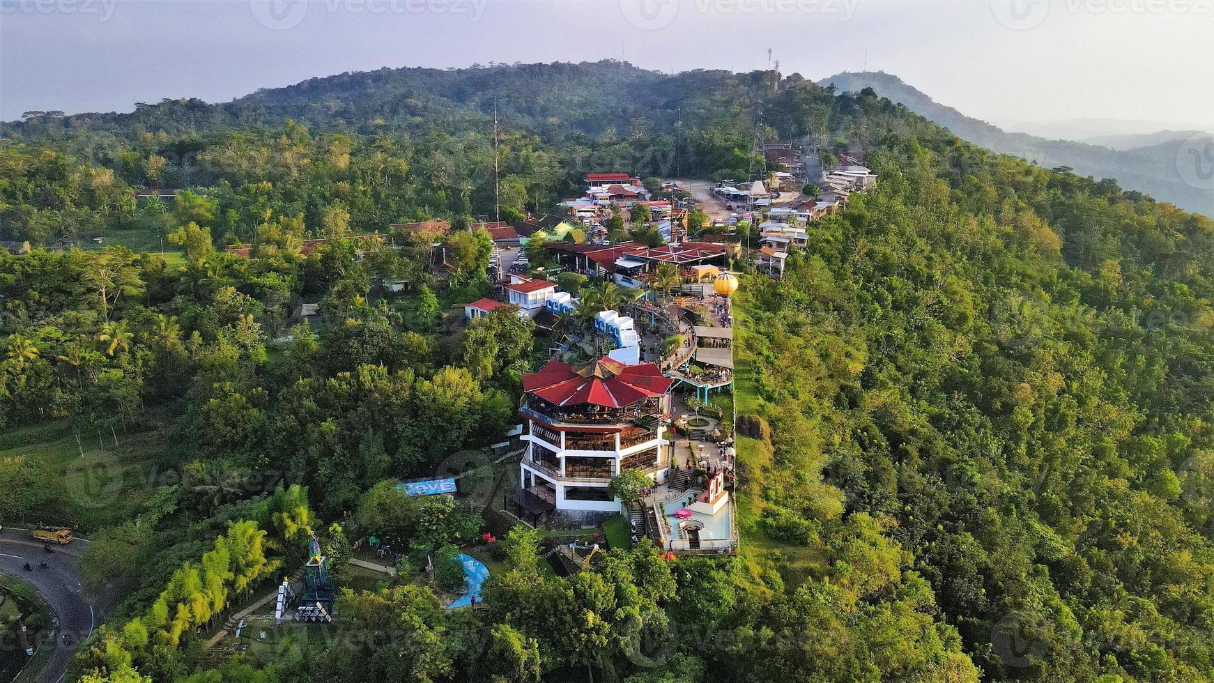 Beautiful aerial view, tourism hill, in Bantul, Yogyakarta - Indonesia. photo