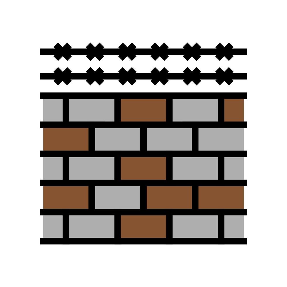 fence with barbed wire color icon vector illustration