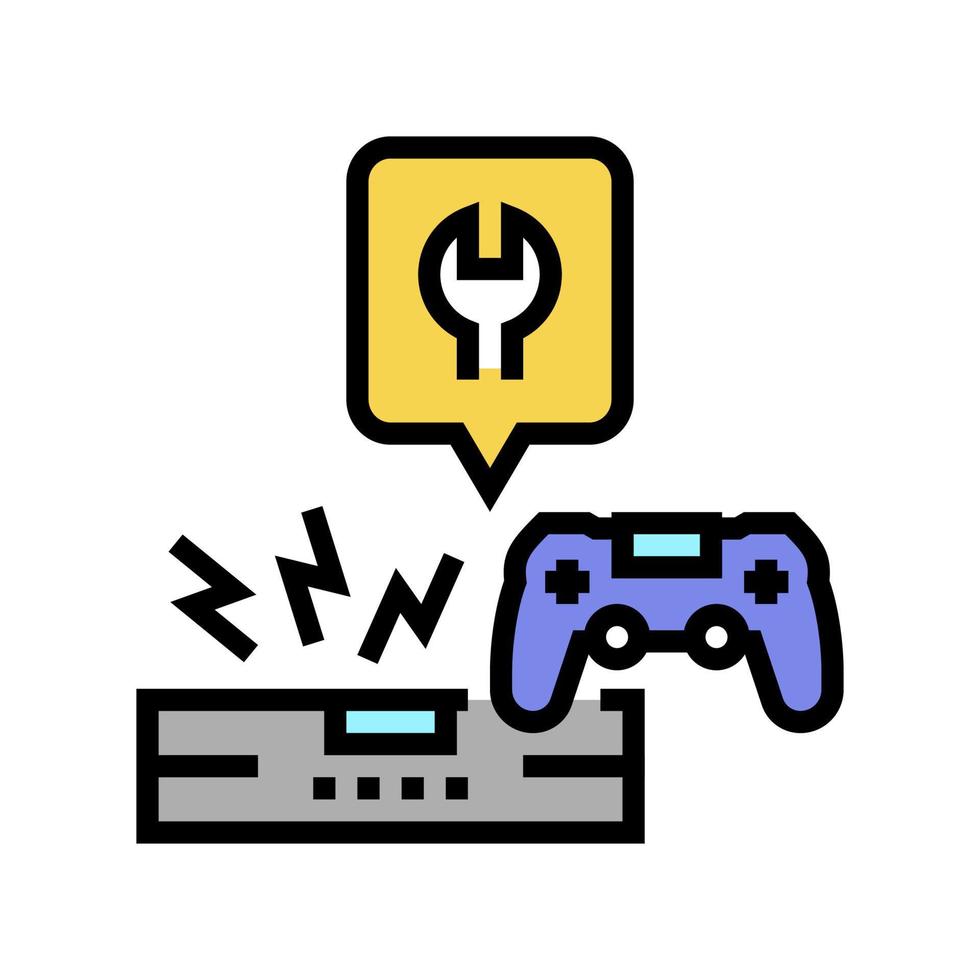 Ilustración de vector de icono de color de reparación de consola de juegos