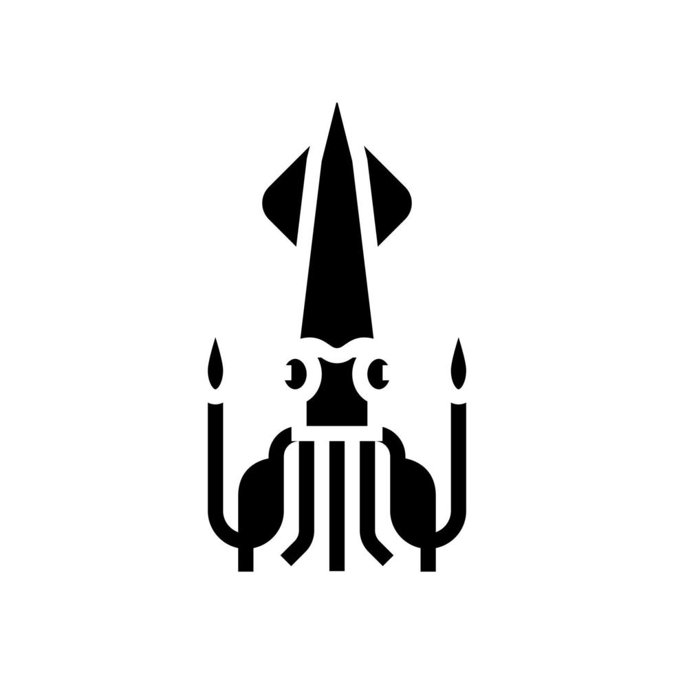 cefalópodo calamar océano glifo icono vector ilustración