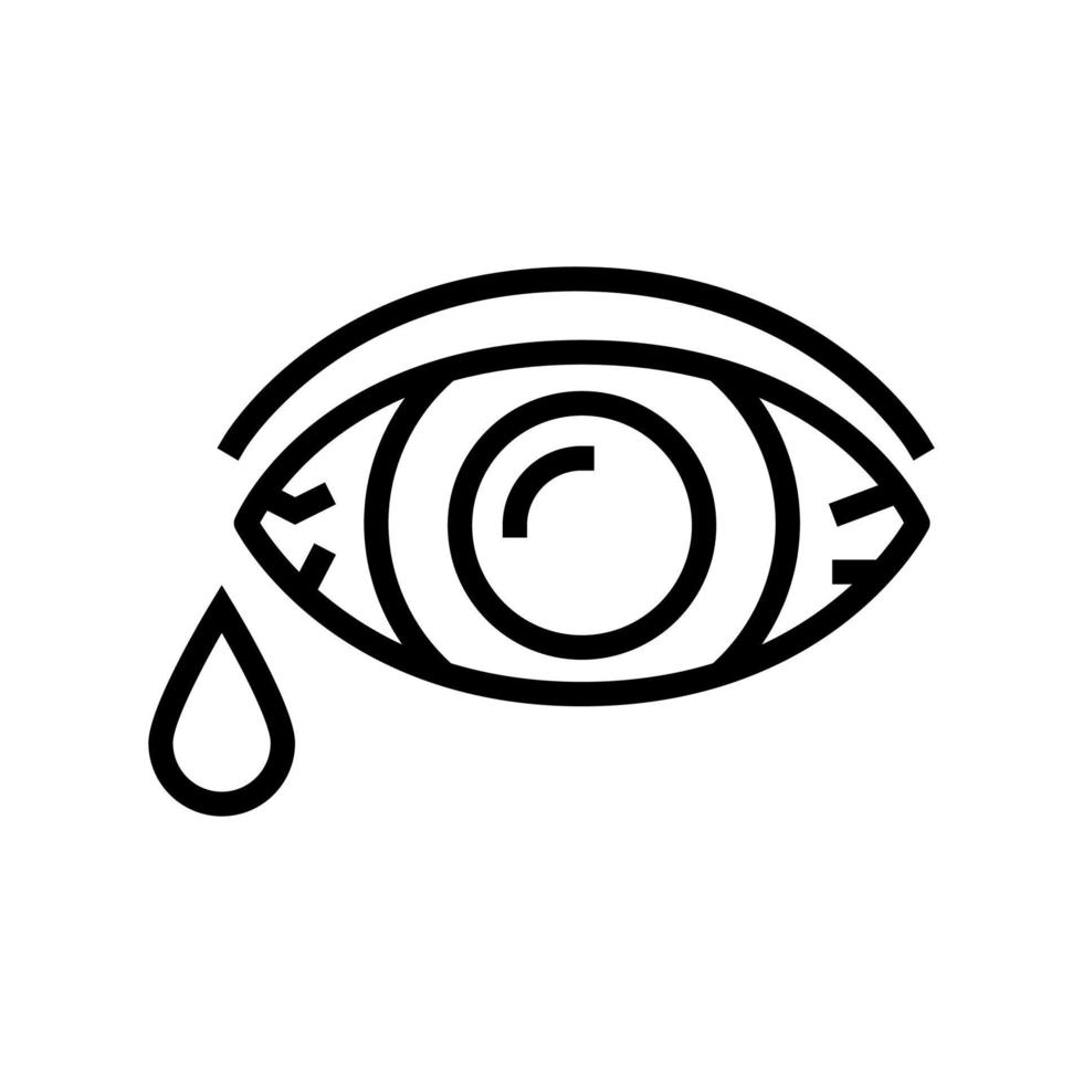 eye flowing tears line icon vector illustration