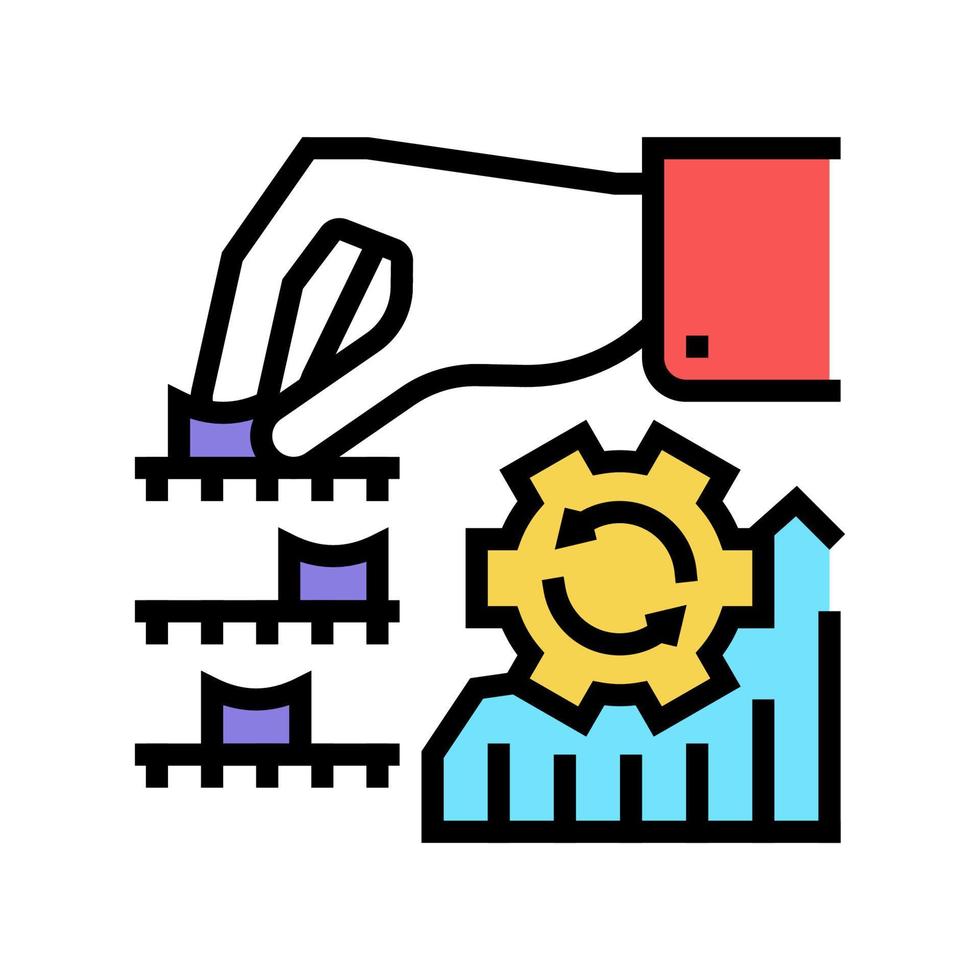 analyzing and optimization color icon vector illustration
