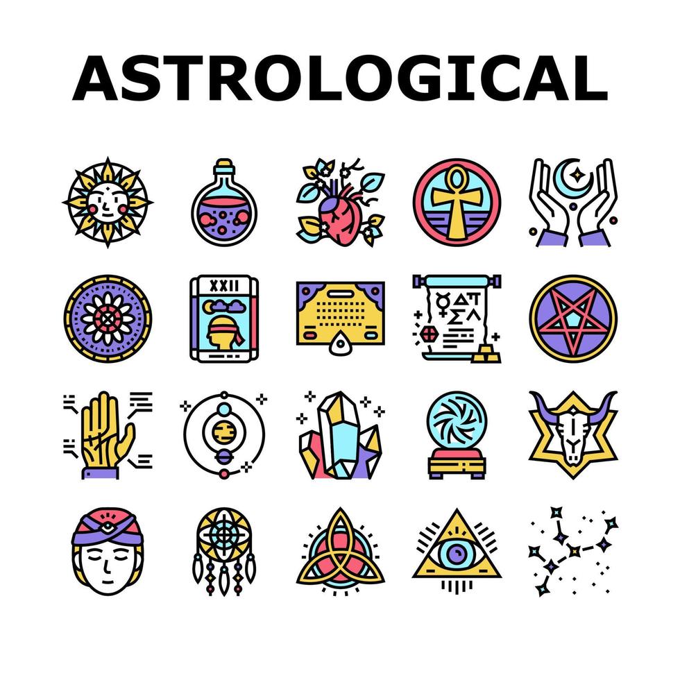 Astrological Objects Collection Icons Set Vector