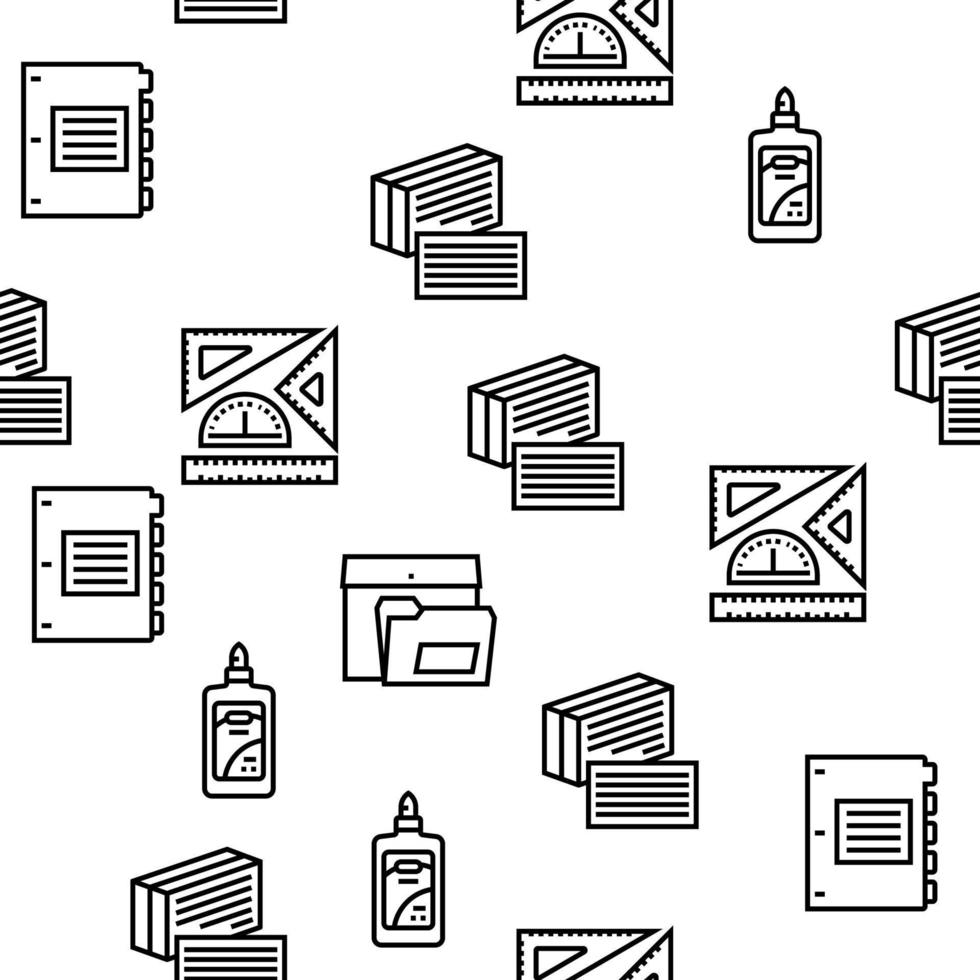 School Supplies Stationery Tools Vector Seamless Pattern