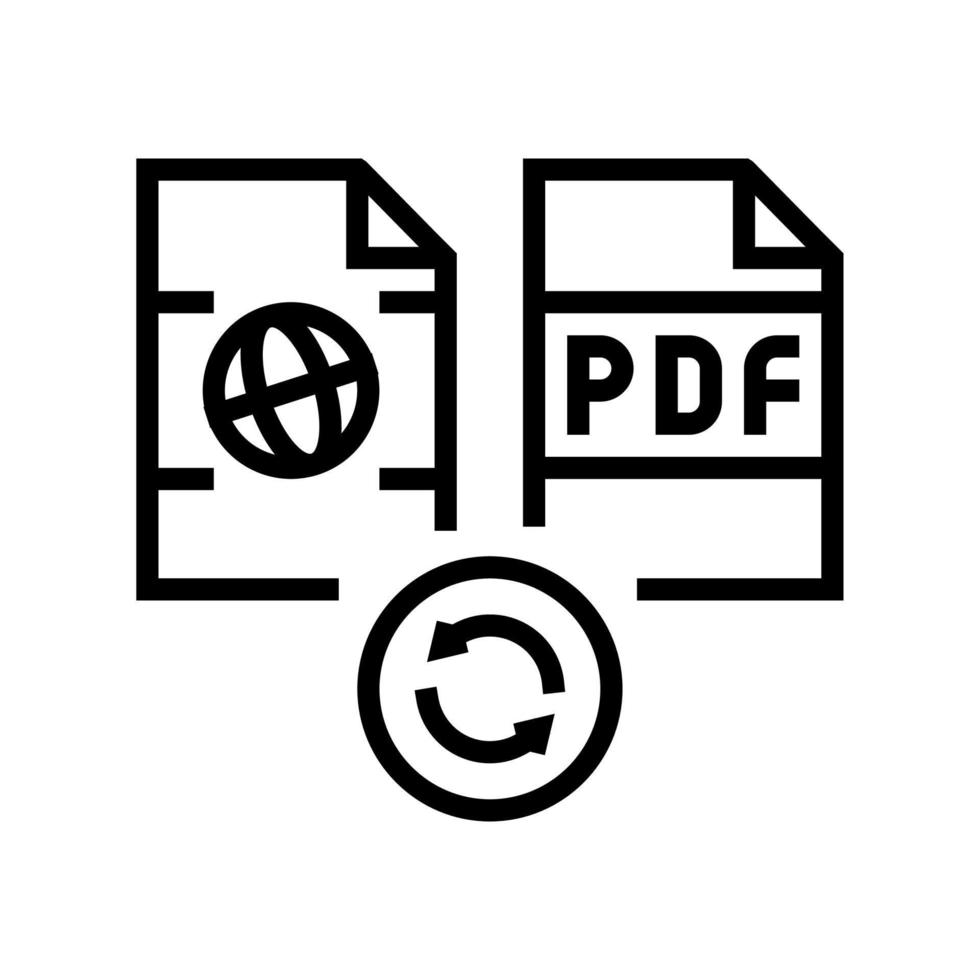 convert web site page to pdf file line icon vector illustration