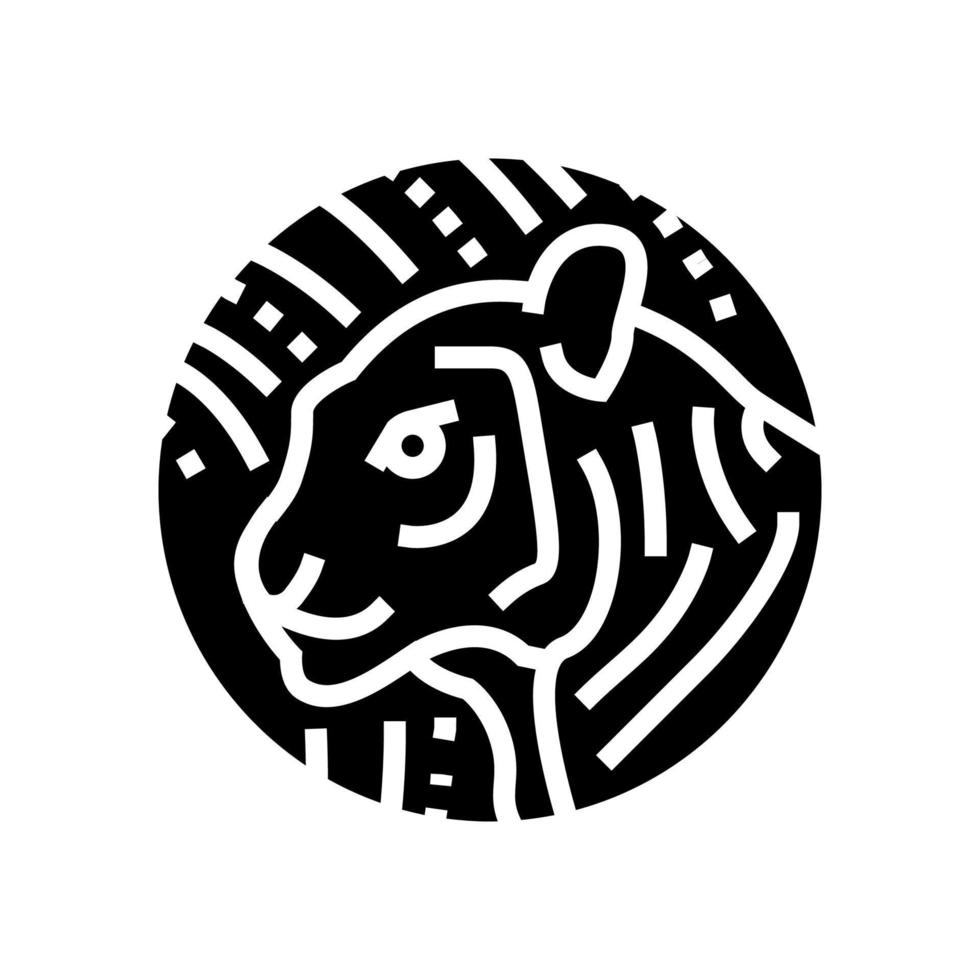 tiger chinese horoscope animal glyph icon vector illustration