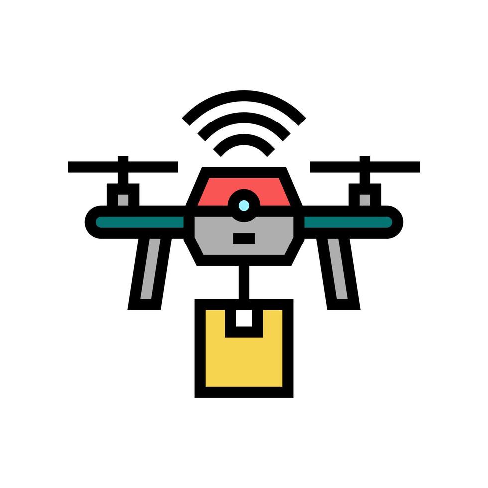 Ilustración de vector de icono de color de entrega de drones