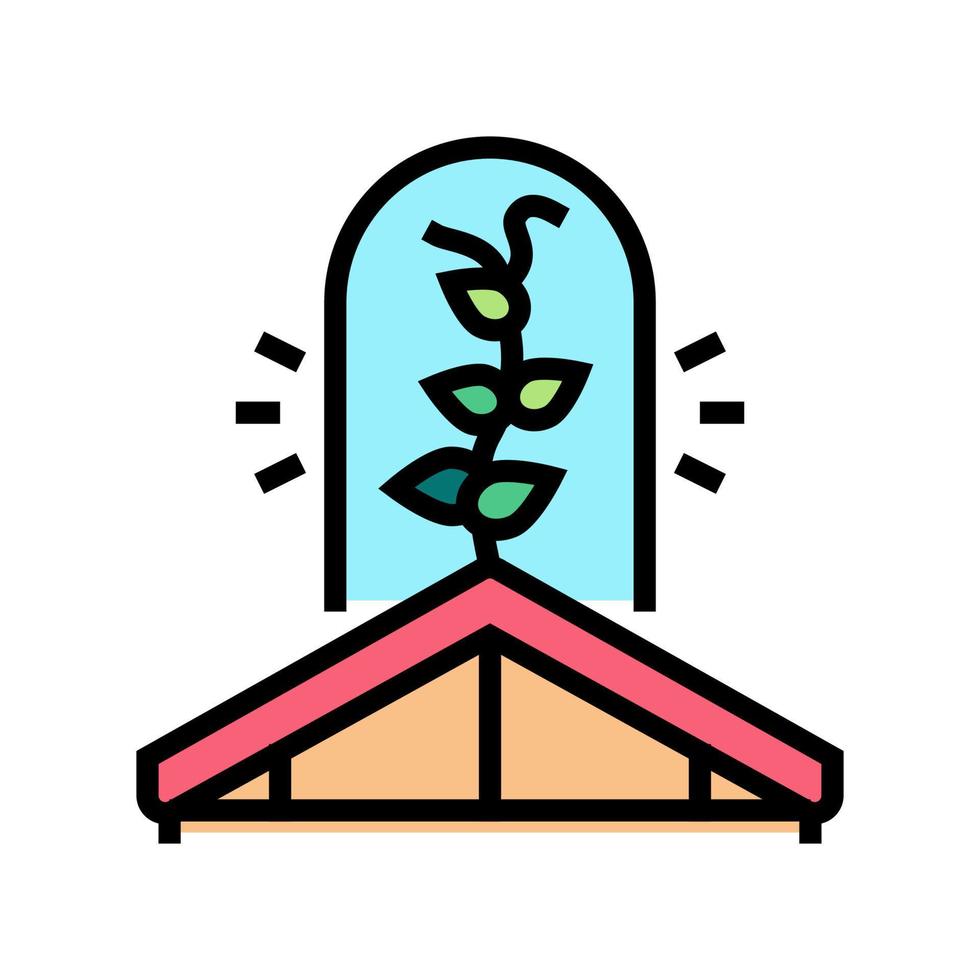 jardinería en la ilustración de vector de icono de color de techo de casa