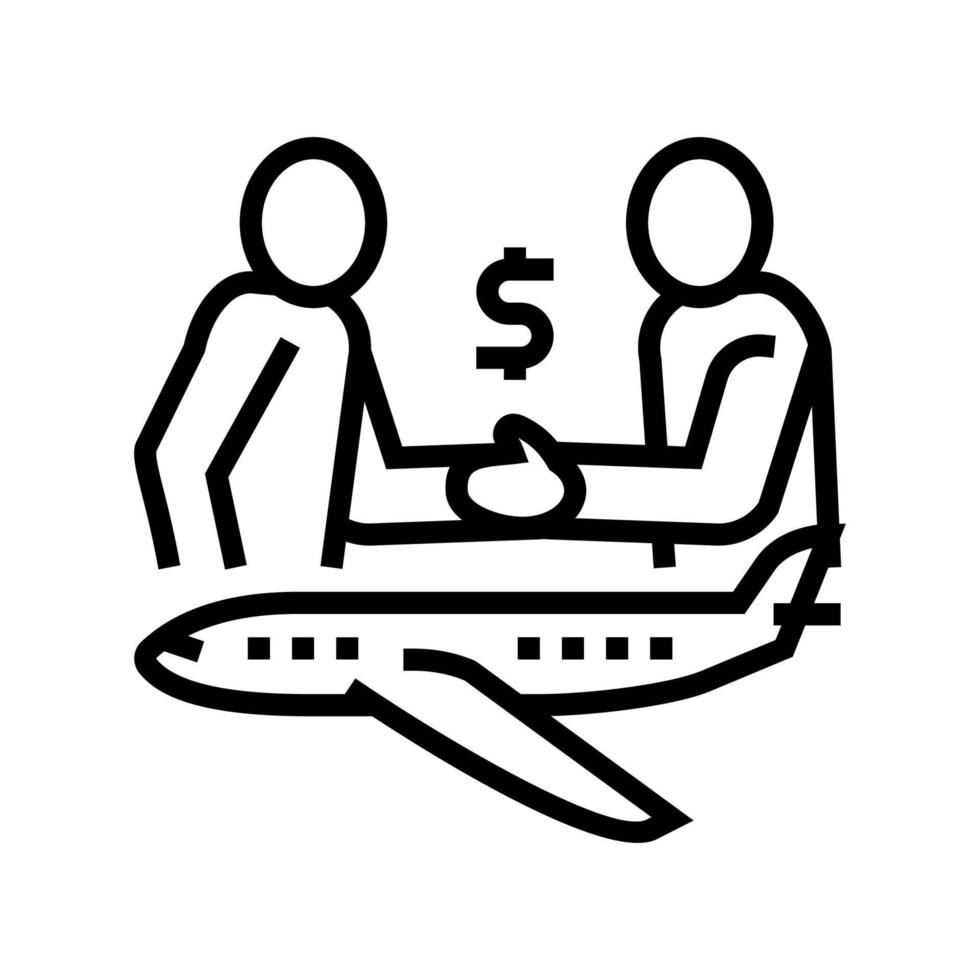 ilustración de vector de icono de línea de vuelo chárter