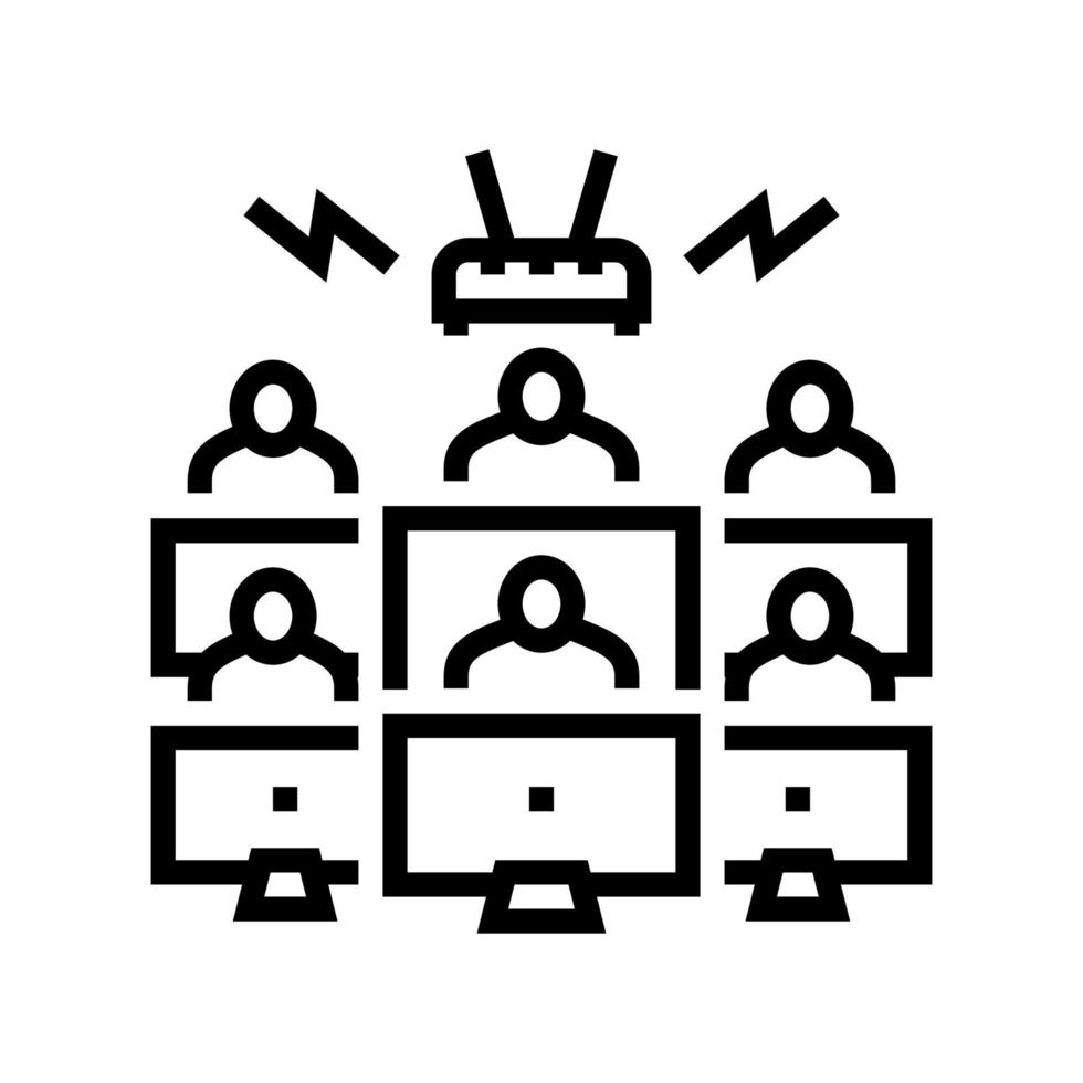 network connection line icon vector illustration