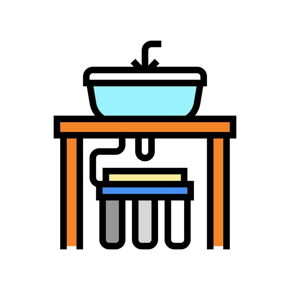 filtro de agua bajo el icono de color del fregadero ilustración vectorial vector