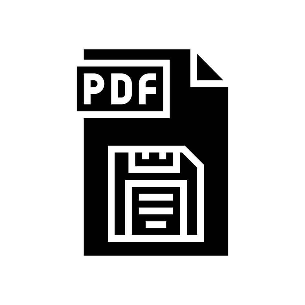 save pdf file glyph icon vector illustration