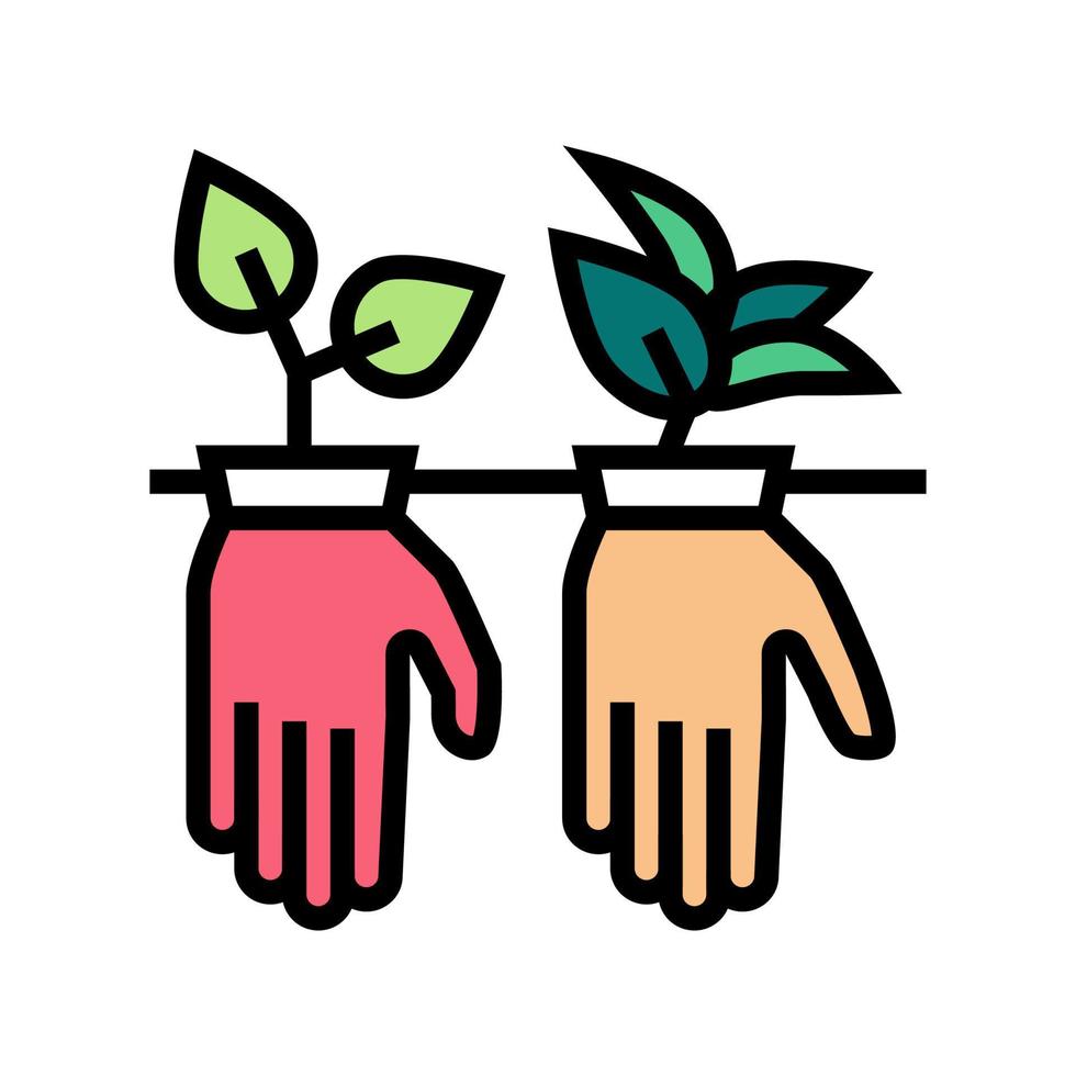 plant growing from gloves color icon vector illustration