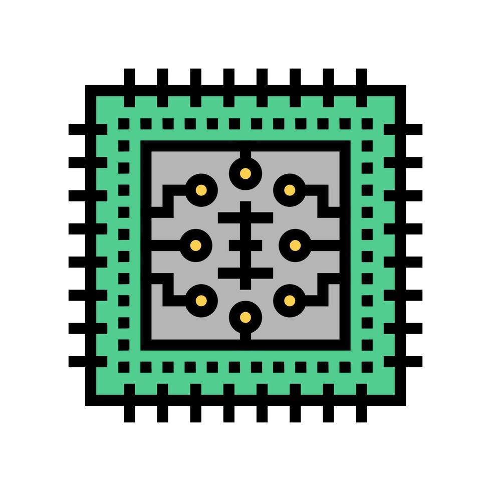 ilustración de vector de icono de color de microchip