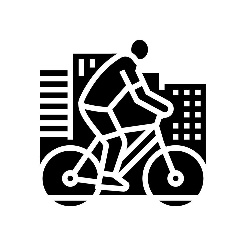 urban riding bicycle glyph icon vector illustration