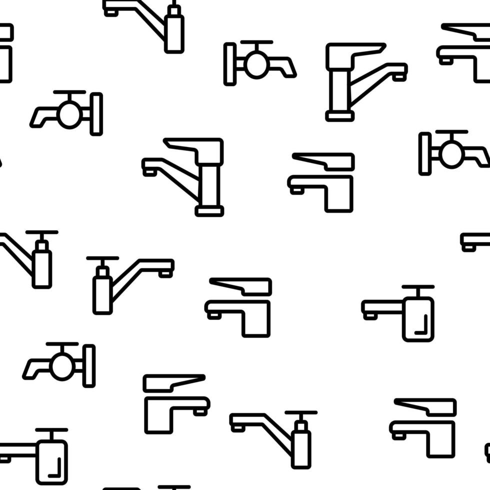 Different Faucet Seamless Pattern Vector