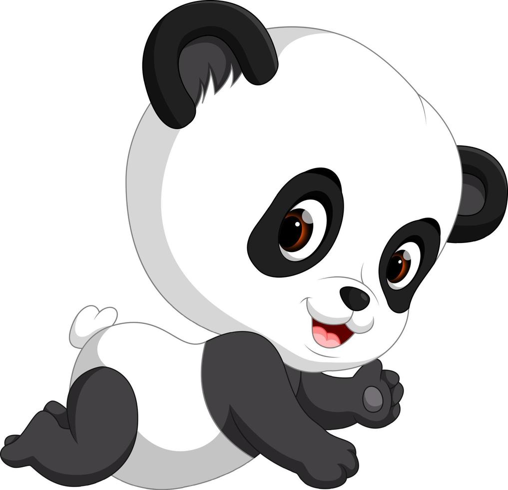 Cute funny baby panda vector