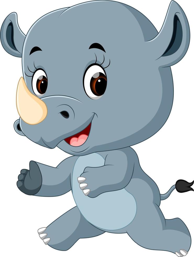 cute happy rhino cartoon vector